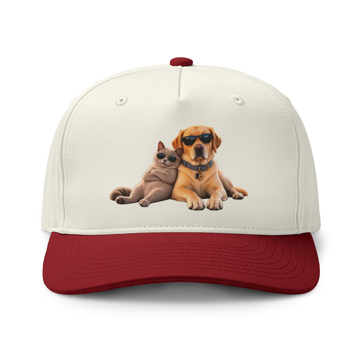 Dog and Cat Relaxed Pet Cap — Cute Sunglasses Puppy & Kitty Two-Tone Hat
