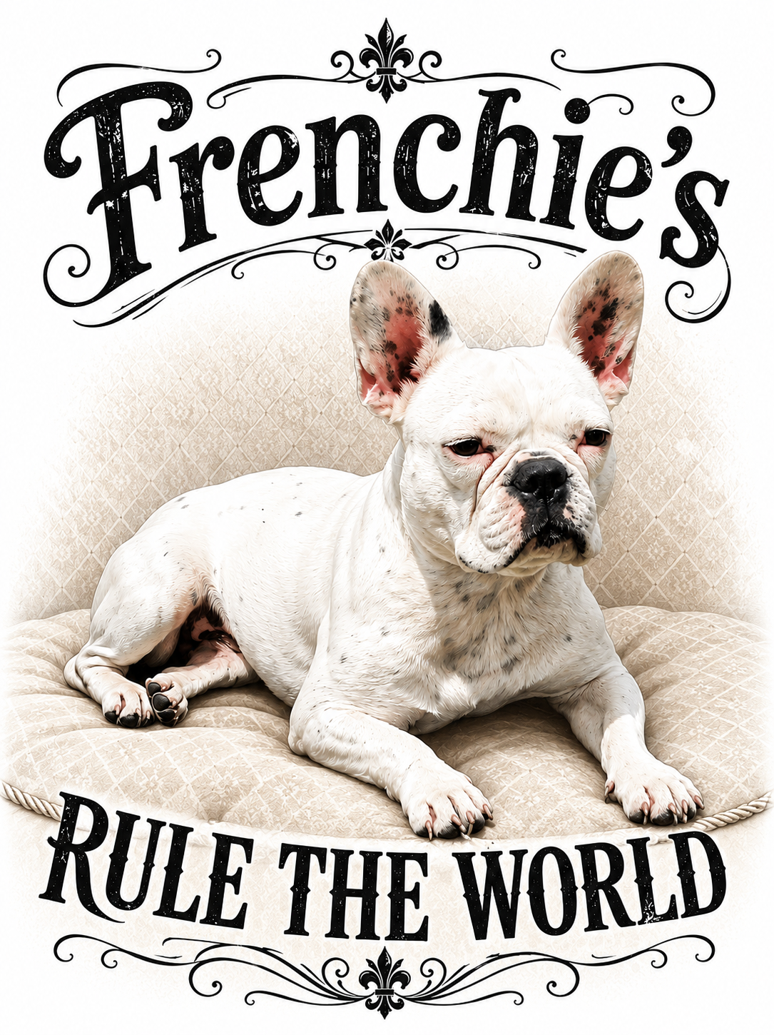 French Bulldog Hand Towel – “Frenchie’s Rule The World” Cute Puppy Kitchen Towel