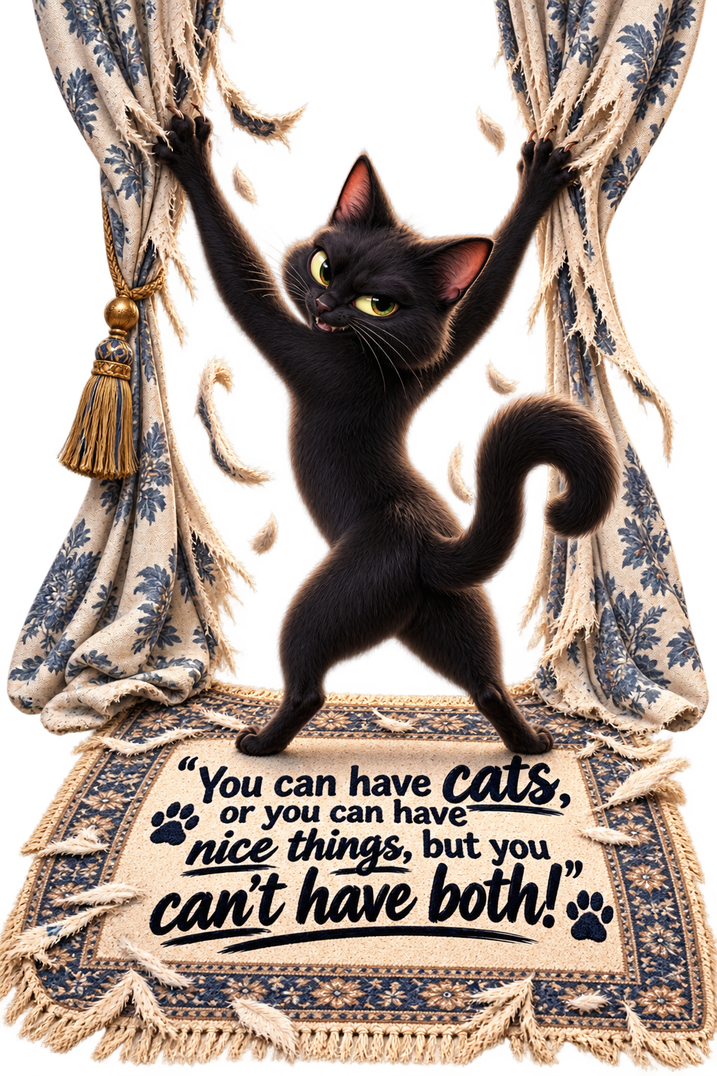 Vintage Black Cat Hand Towel — "You can have cats... but you can't have both"
