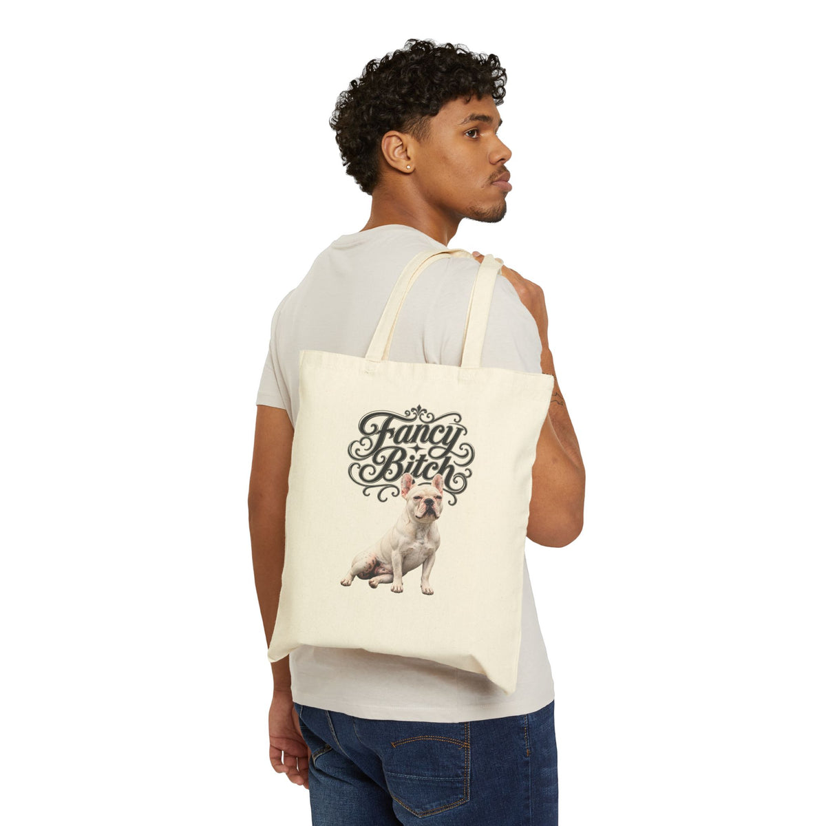 Tote — "Fancy Bitch" Dog Graphic Cotton Canvas Tote
