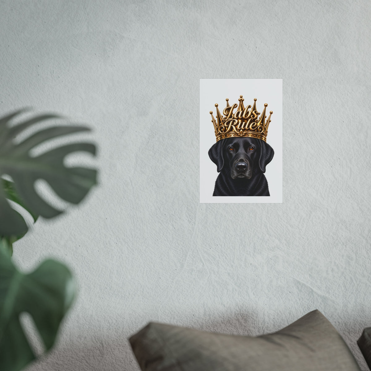 Labrador Art Poster — "Labs Rule" Black Lab with Gold Crown Fine Art Print