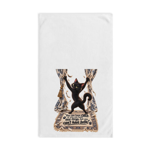 Vintage Black Cat Hand Towel — "You can have cats... but you can't have both"
