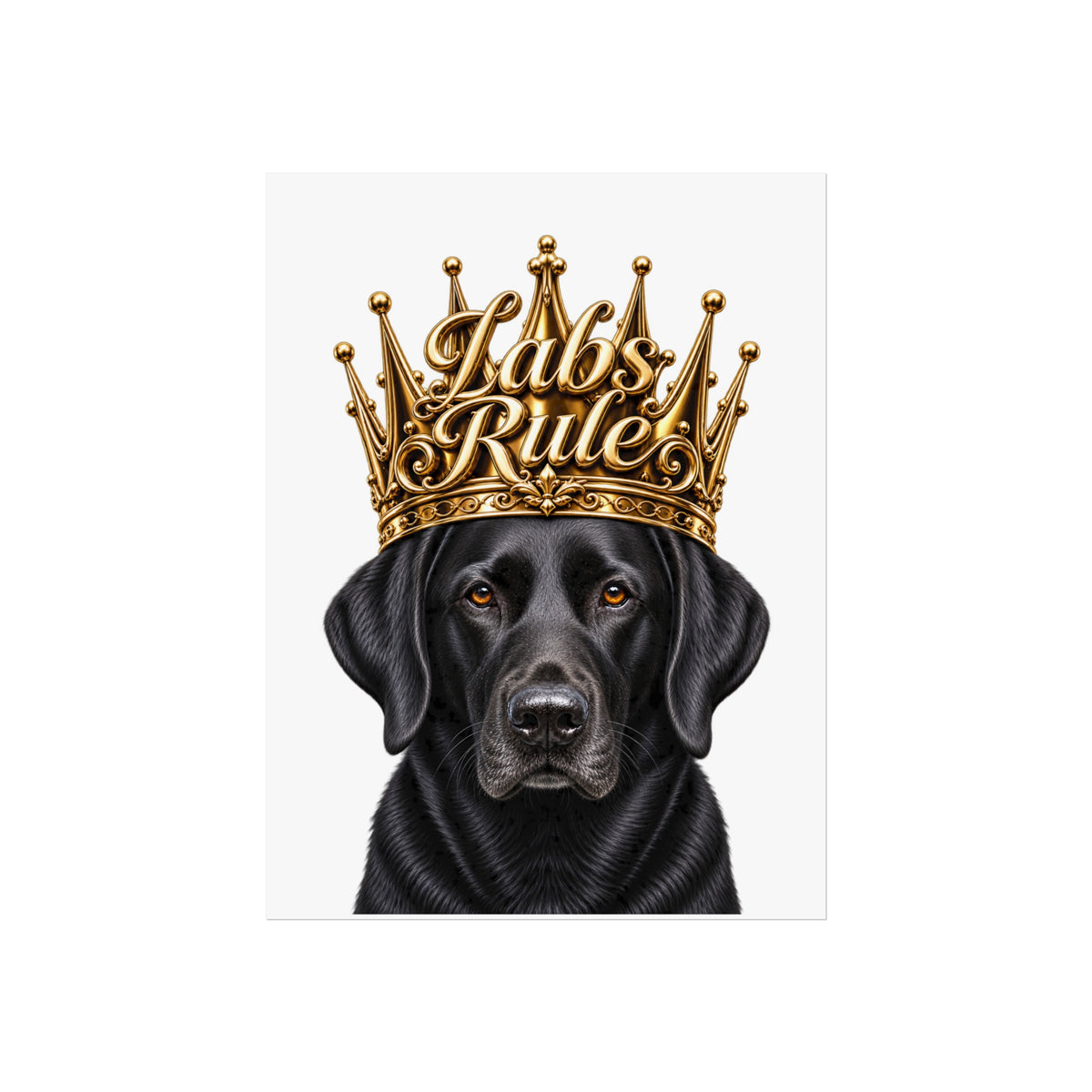 Labrador Art Poster — "Labs Rule" Black Lab with Gold Crown Fine Art Print