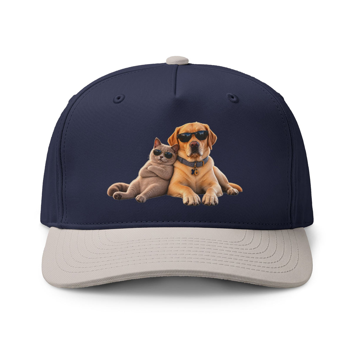 Dog and Cat Relaxed Pet Cap — Cute Sunglasses Puppy & Kitty Two-Tone Hat