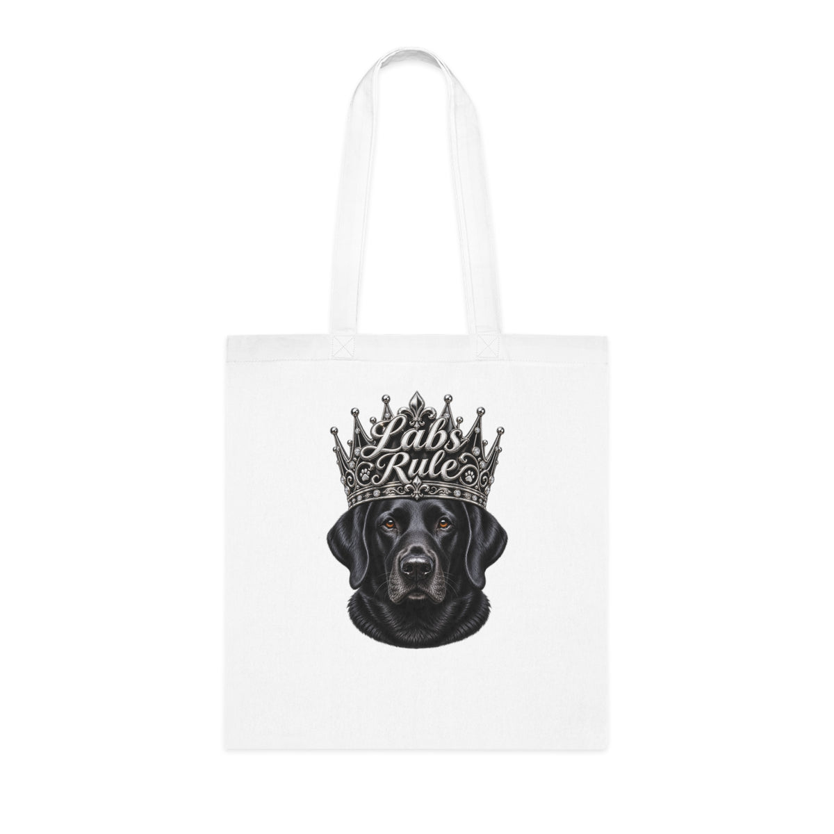 Labs Rule Cotton Tote — Black Labrador Crown Dog Lover Tote Bag