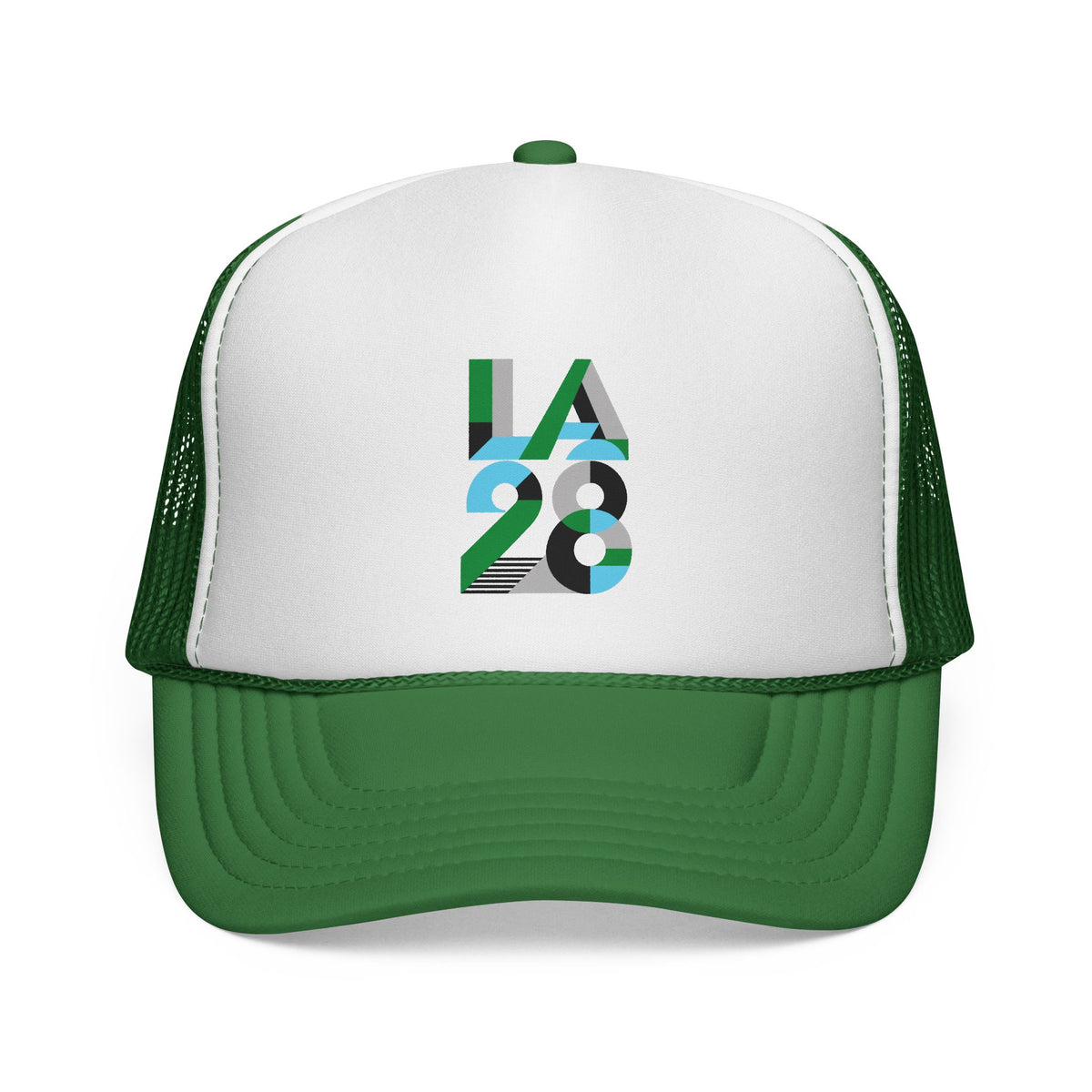 LA 28 Trucker Cap – Retro Stripe Olympic Inspired Mesh Hat