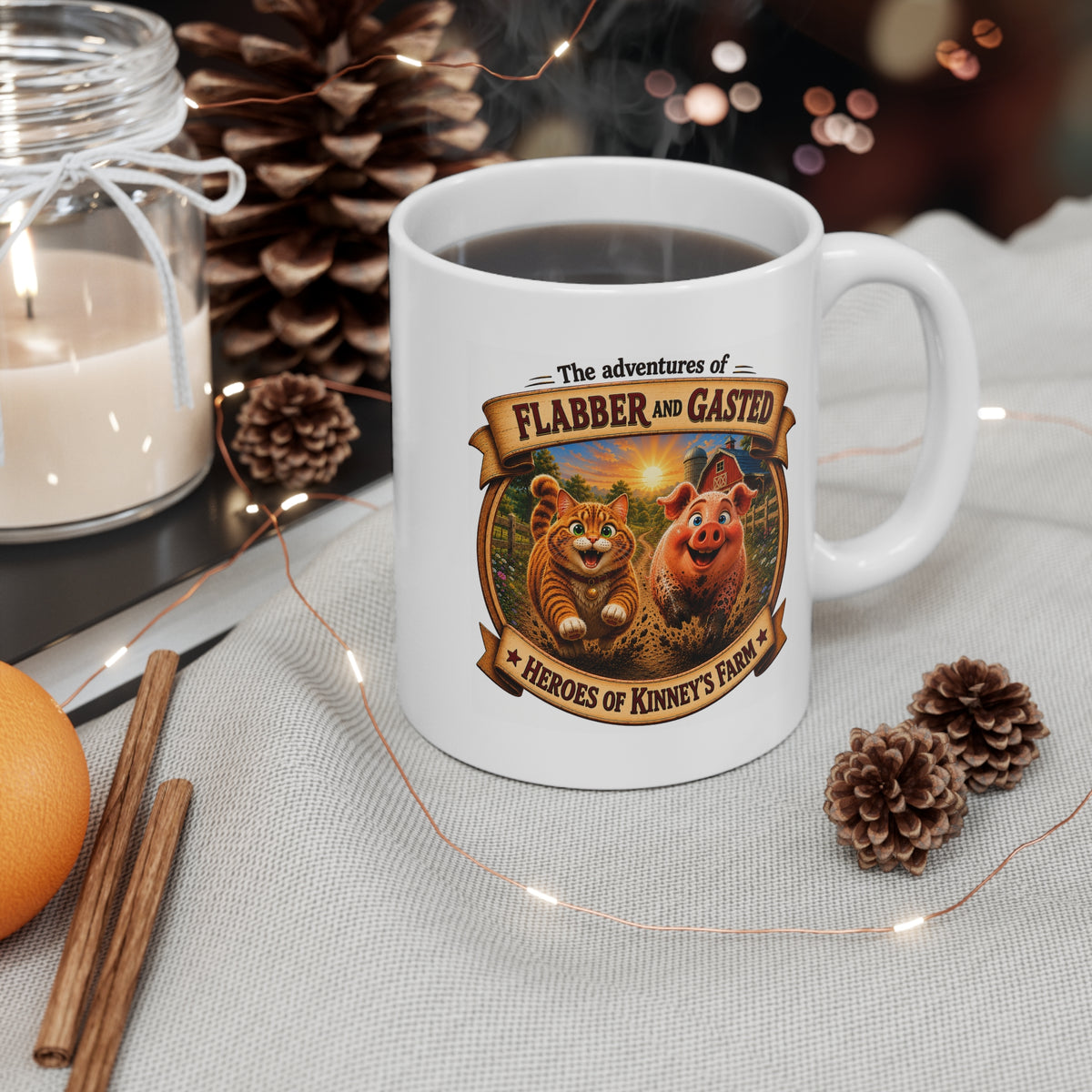 Coffee Mug — Flabber & Gasted Farm Cat & Pig Design