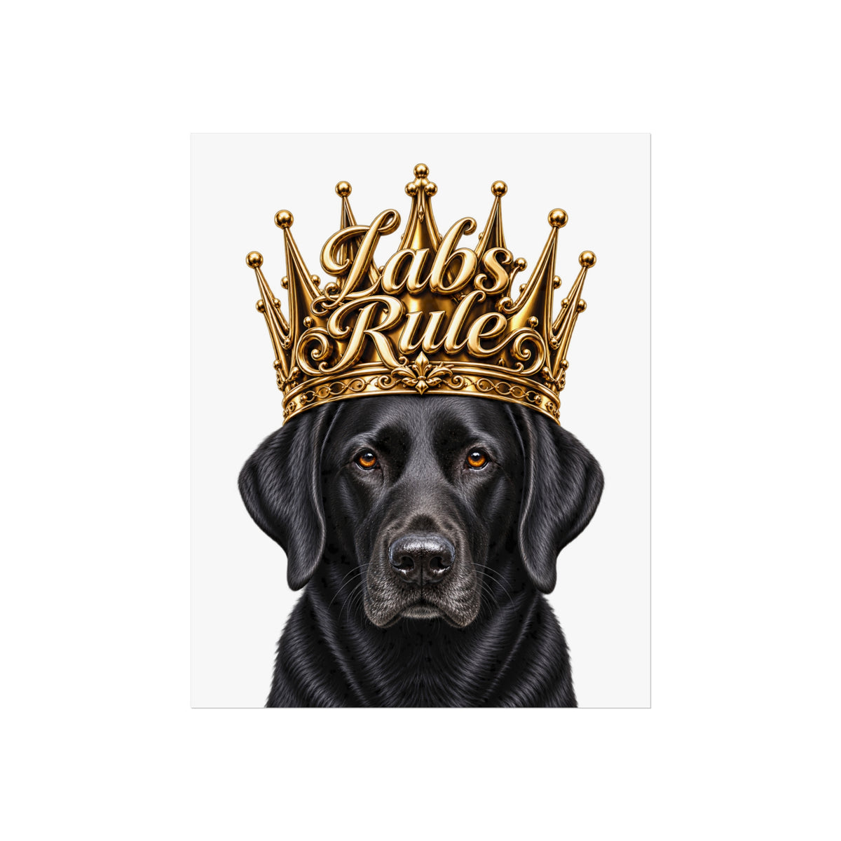 Labrador Art Poster — "Labs Rule" Black Lab with Gold Crown Fine Art Print