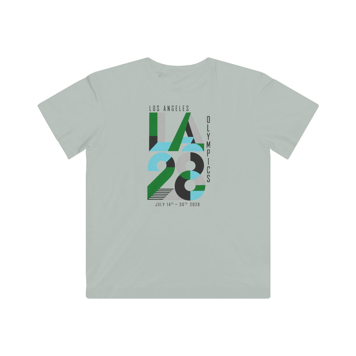LA 28 Olympics Kids T‑Shirt — Retro Green & Blue Olympic Design