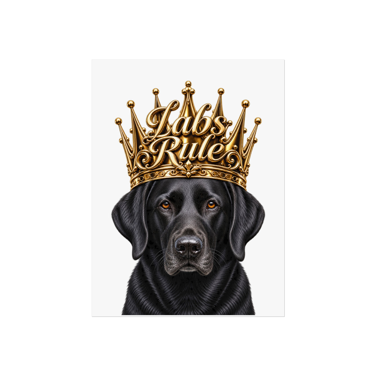 Labrador Art Poster — "Labs Rule" Black Lab with Gold Crown Fine Art Print
