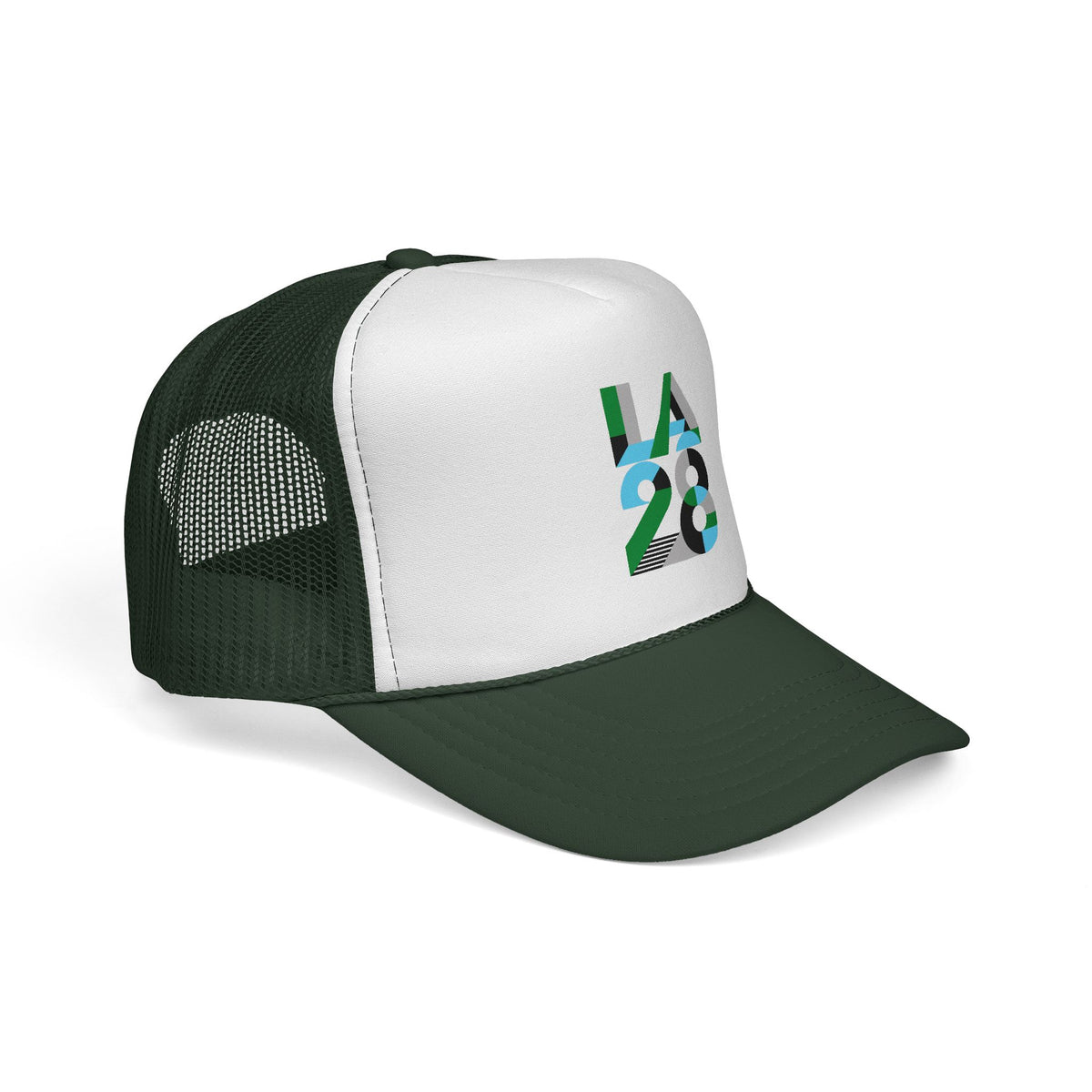 LA 28 Trucker Cap – Retro Stripe Olympic Inspired Mesh Hat