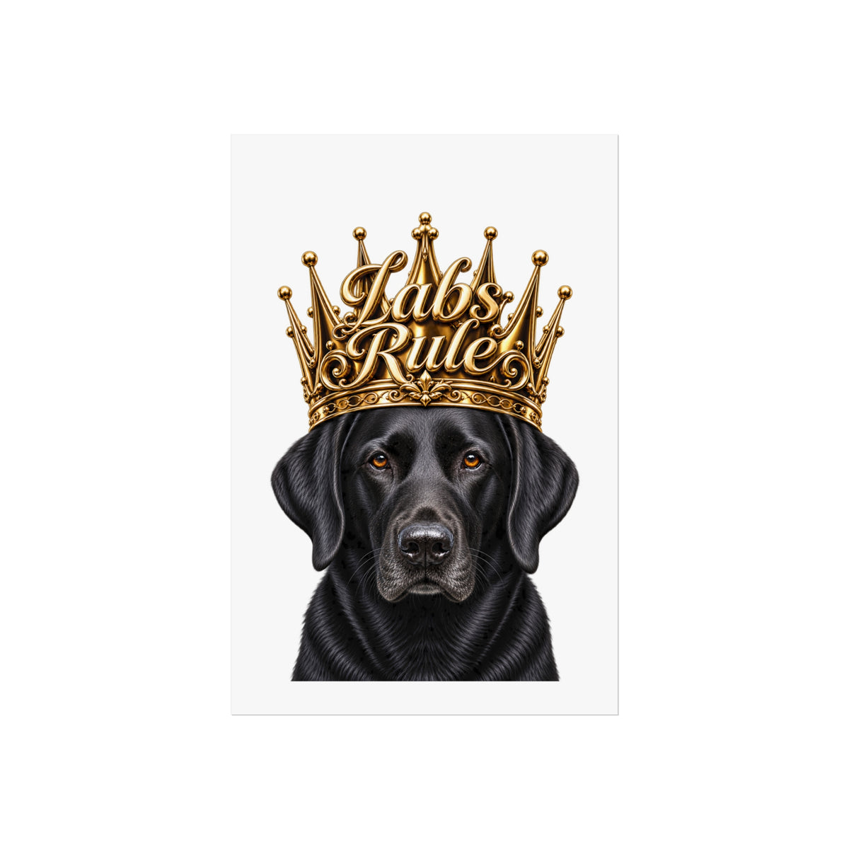 Labrador Art Poster — "Labs Rule" Black Lab with Gold Crown Fine Art Print