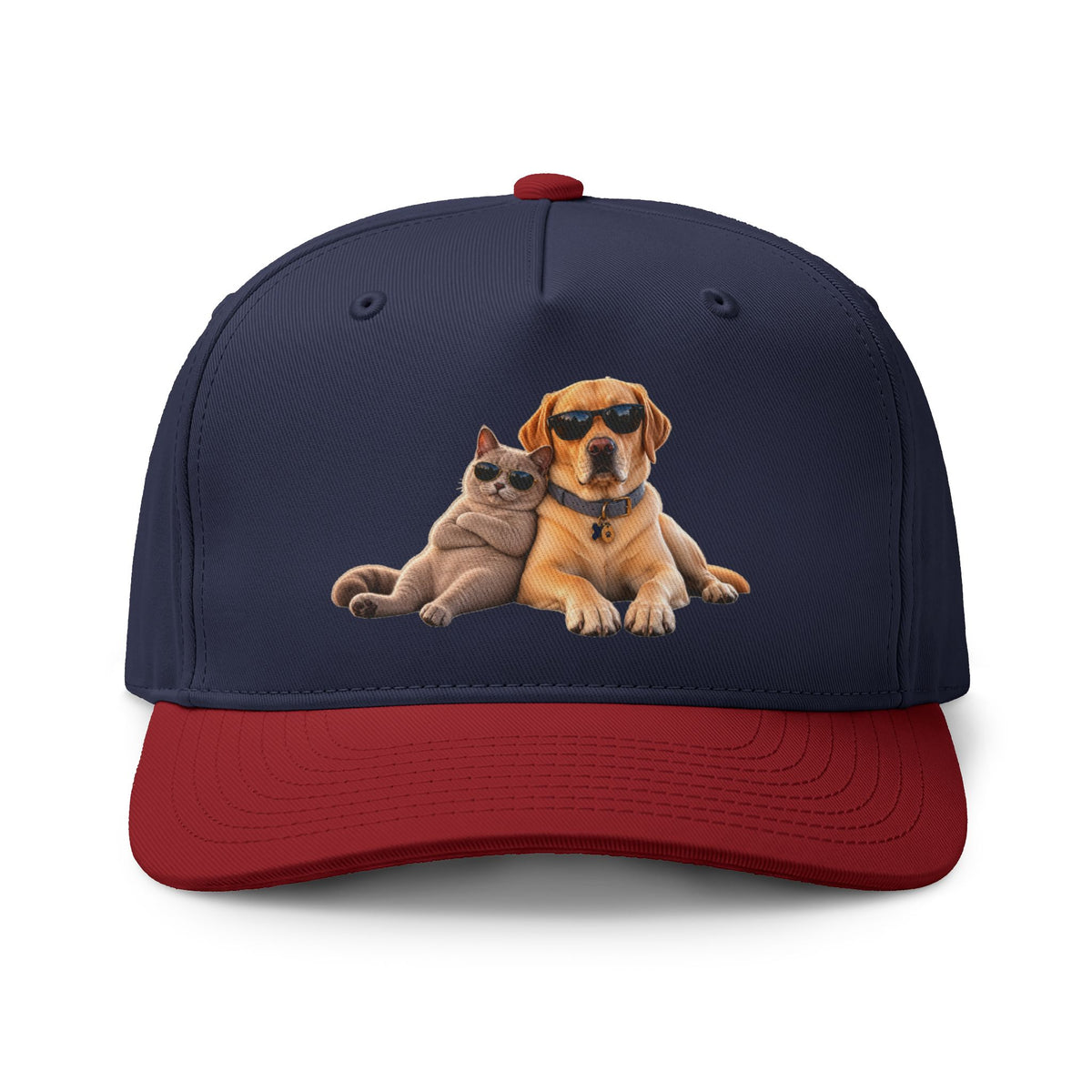 Dog and Cat Relaxed Pet Cap — Cute Sunglasses Puppy & Kitty Two-Tone Hat