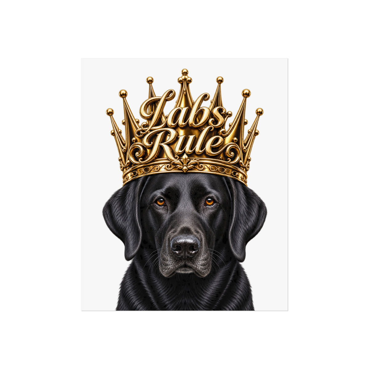 Labrador Art Poster — "Labs Rule" Black Lab with Gold Crown Fine Art Print