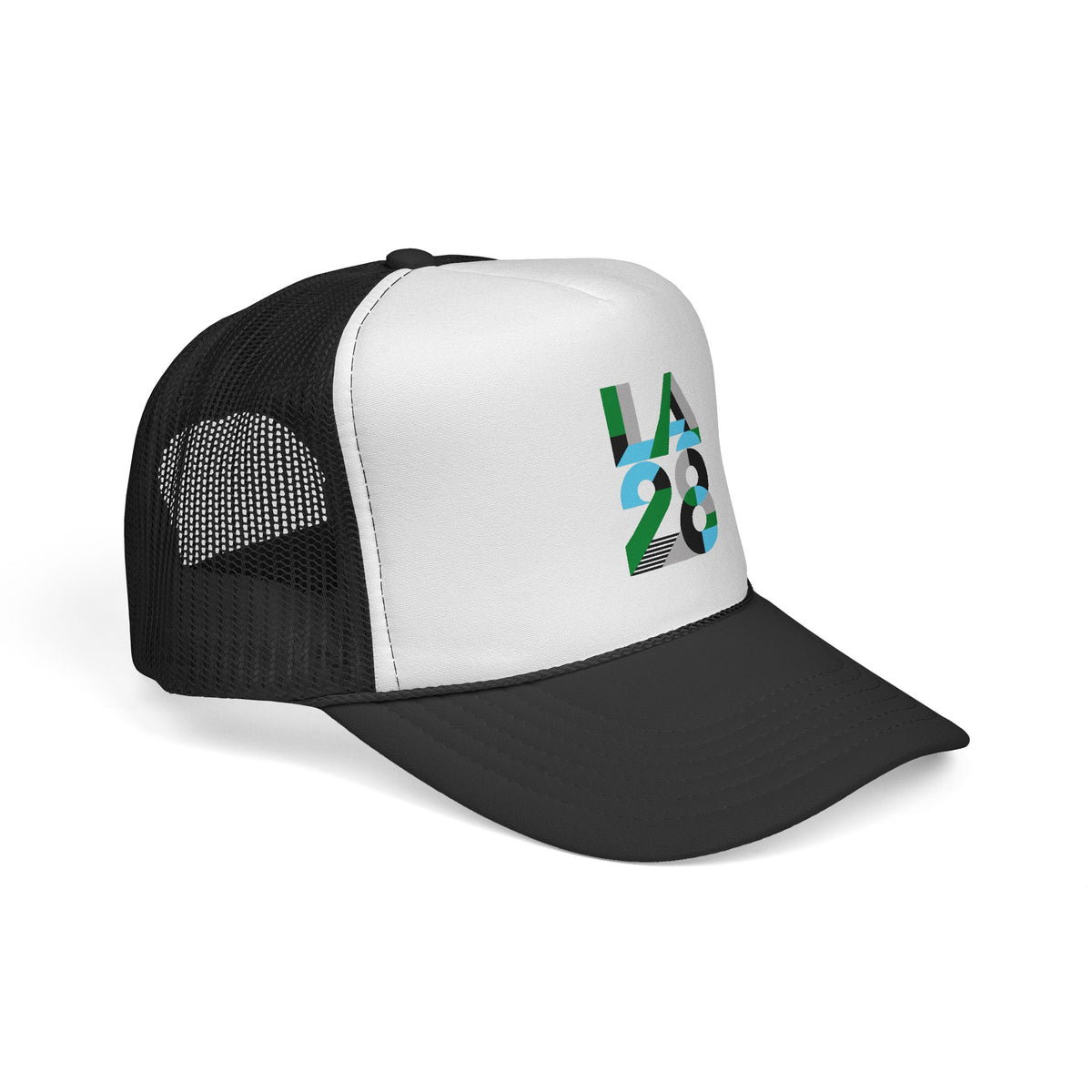 LA 28 Trucker Cap – Retro Stripe Olympic Inspired Mesh Hat